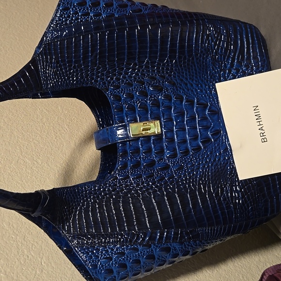 Brahmin Navy Croc-Embossed Tote - Picture 1 of 1